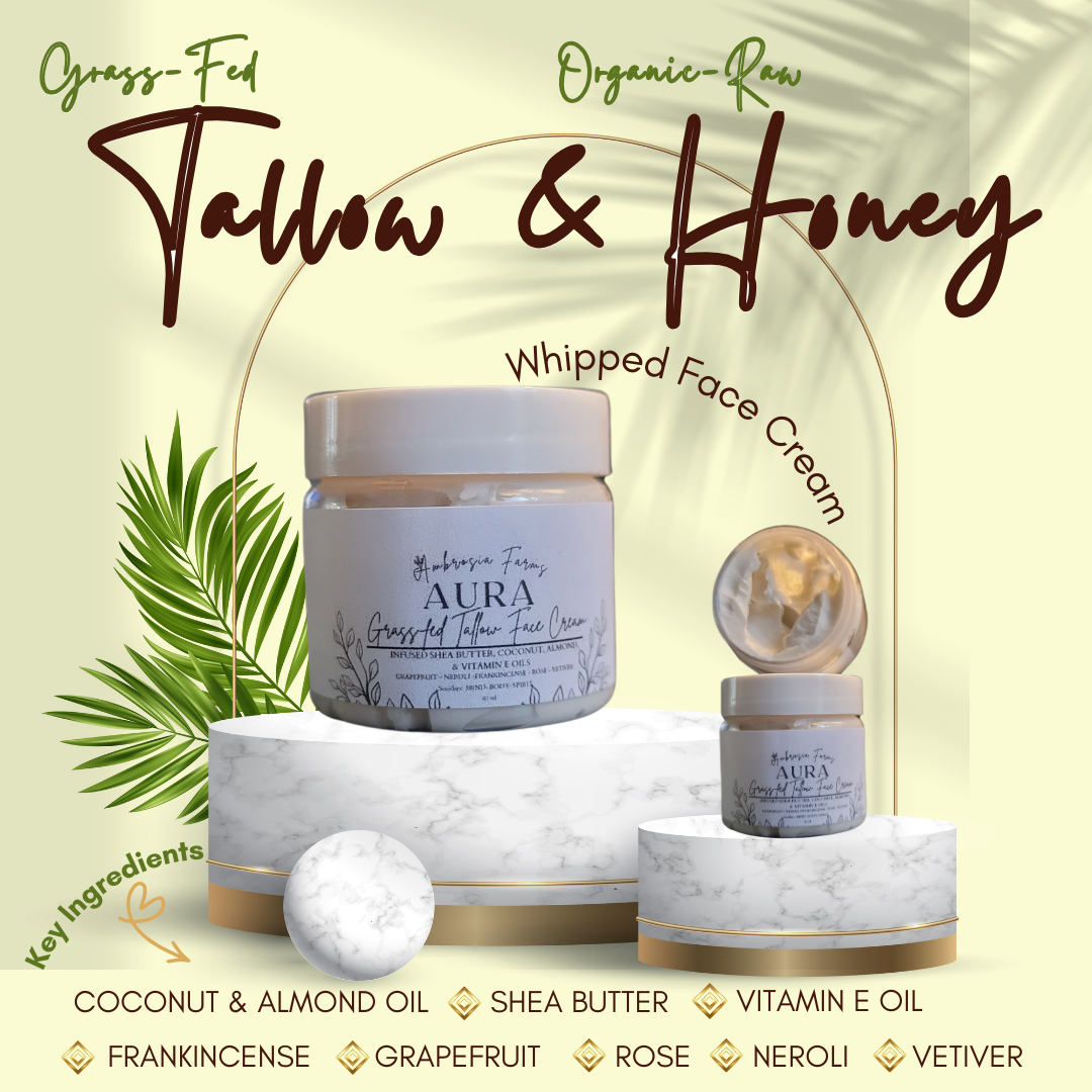 Aura- Organic Grass-fed Tallow & Raw Honey Whipped Face Cream